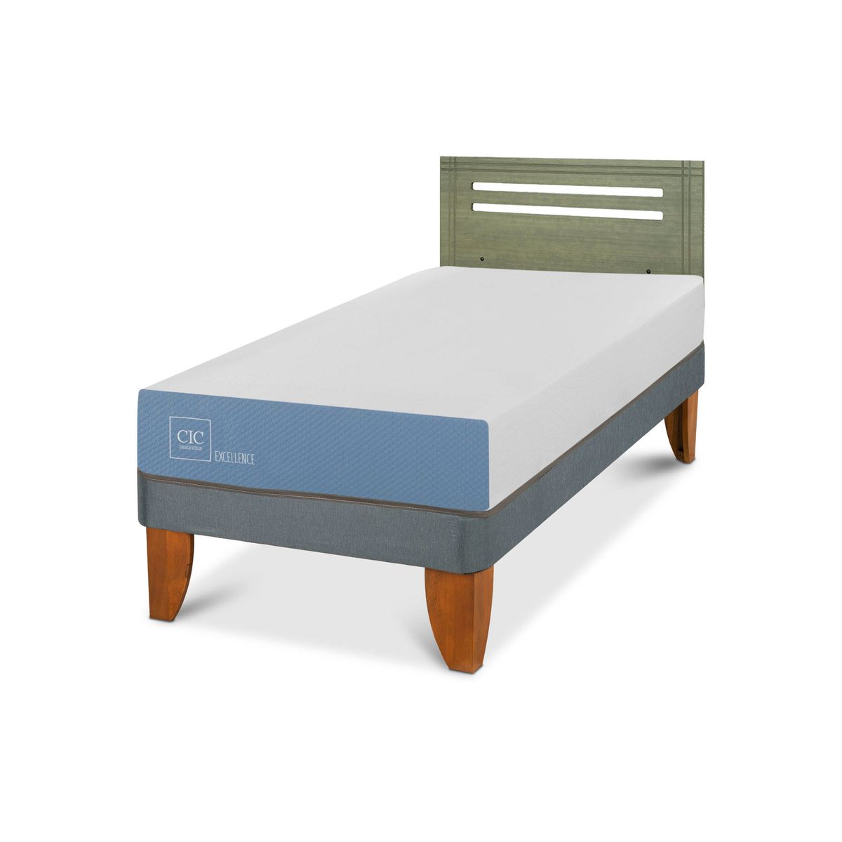 CIC - Cama Europea excellence 1p Respaldo Munich olivo