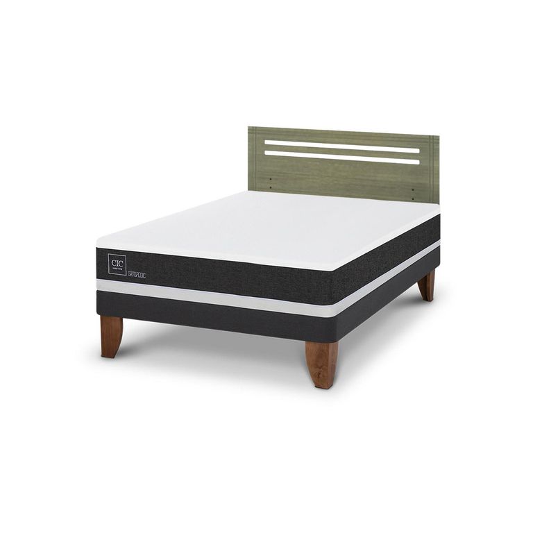 Cama Europea Ortopedic 2P Bn Respaldo Munich Olivo
