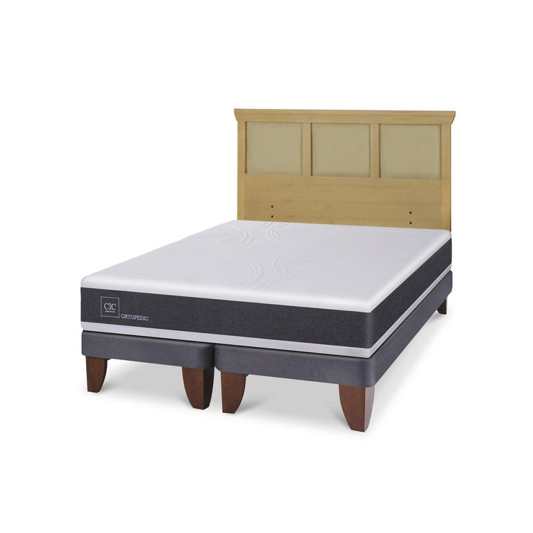 Cama Europea Ortopedic King Respaldo Torino Mostaza