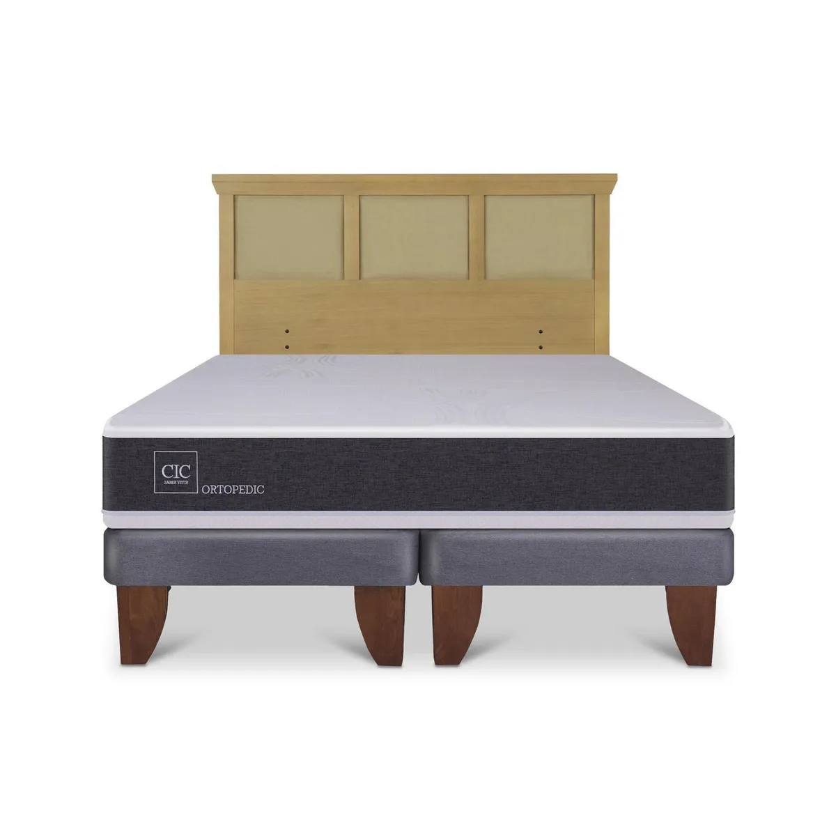 CIC - Cama Europea ortopedic king Respaldo Torino mostaza