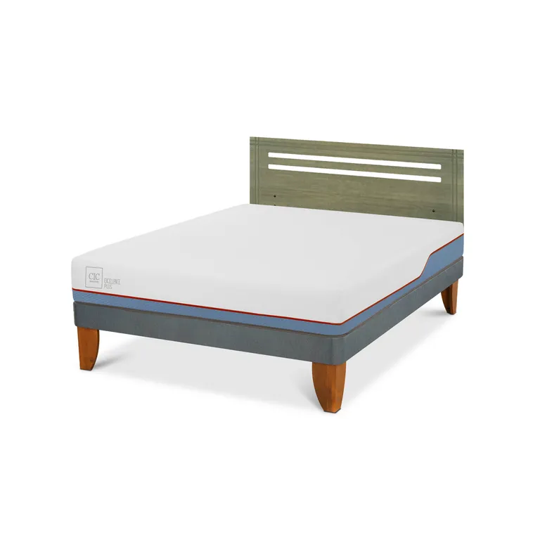 Cama Europea Excellence Plus 2P Bn Respaldo Munich Olivo