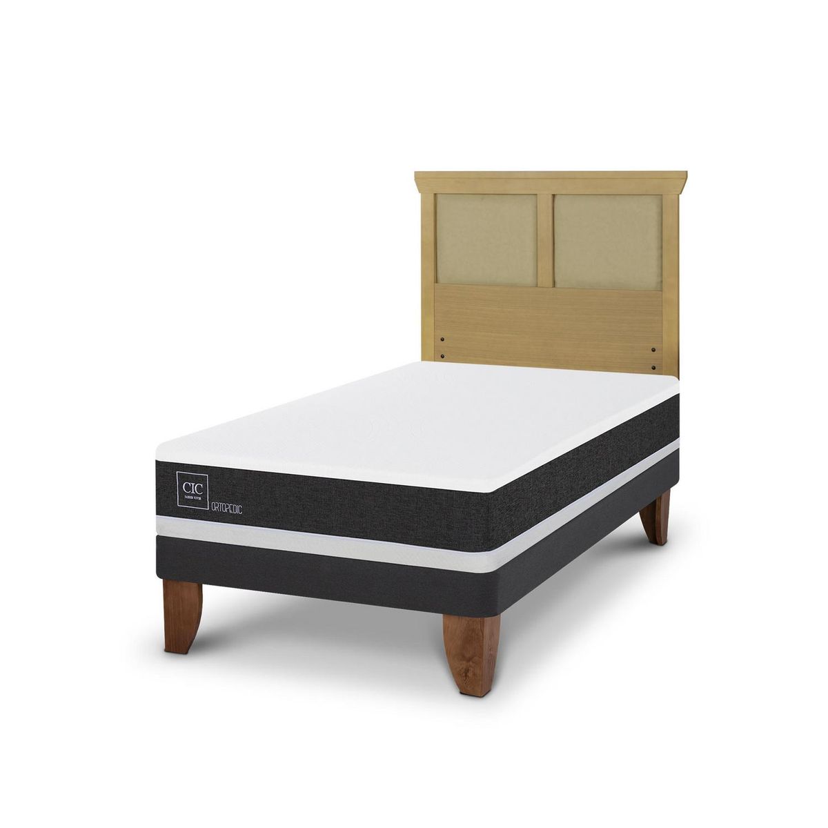 CIC - Cama Europea ortopedic 1.5p Respaldo Torino mostaza