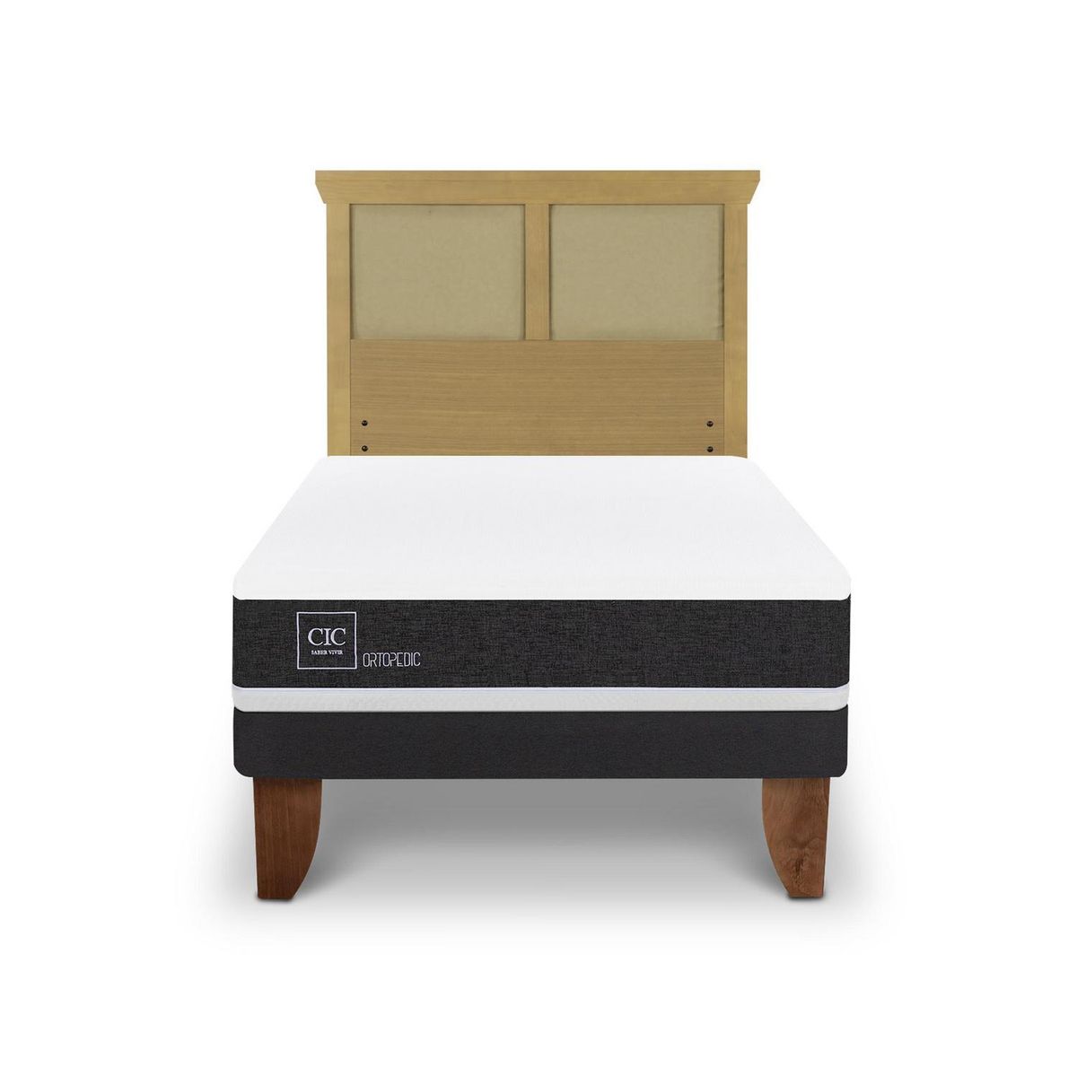 CIC - Cama Europea ortopedic 1.5p Respaldo Torino mostaza