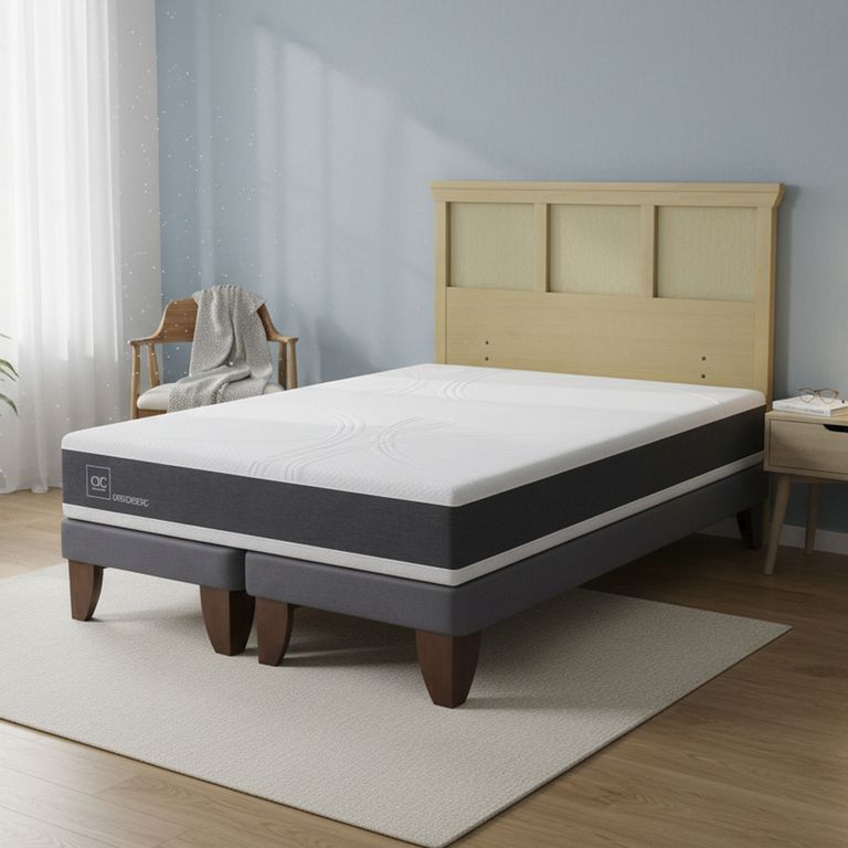Cama Europea Ortopedic 2P Bd Respaldo Torino Mostaza