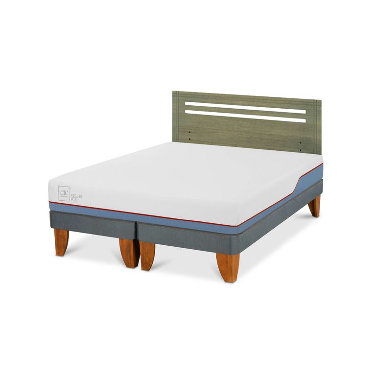 Cama Europea Excellence Plus 2P Bd Respaldo Munich Olivo