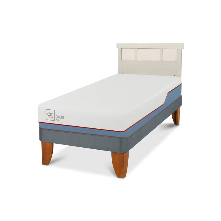 Cama Europea Excellence Plus 1.5P Respaldo Dublin Alpino