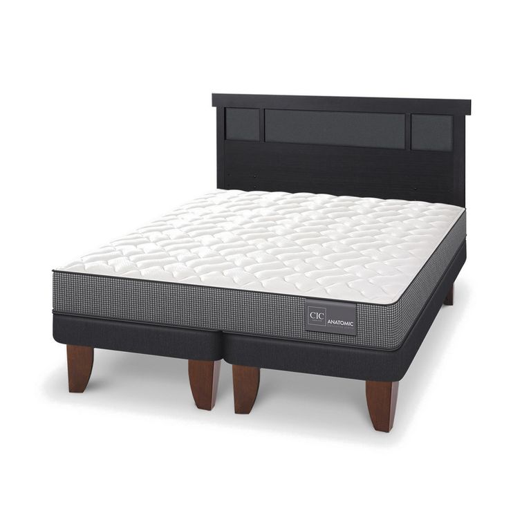 Cama Europea Anatomic King Respaldo Dublin Negro