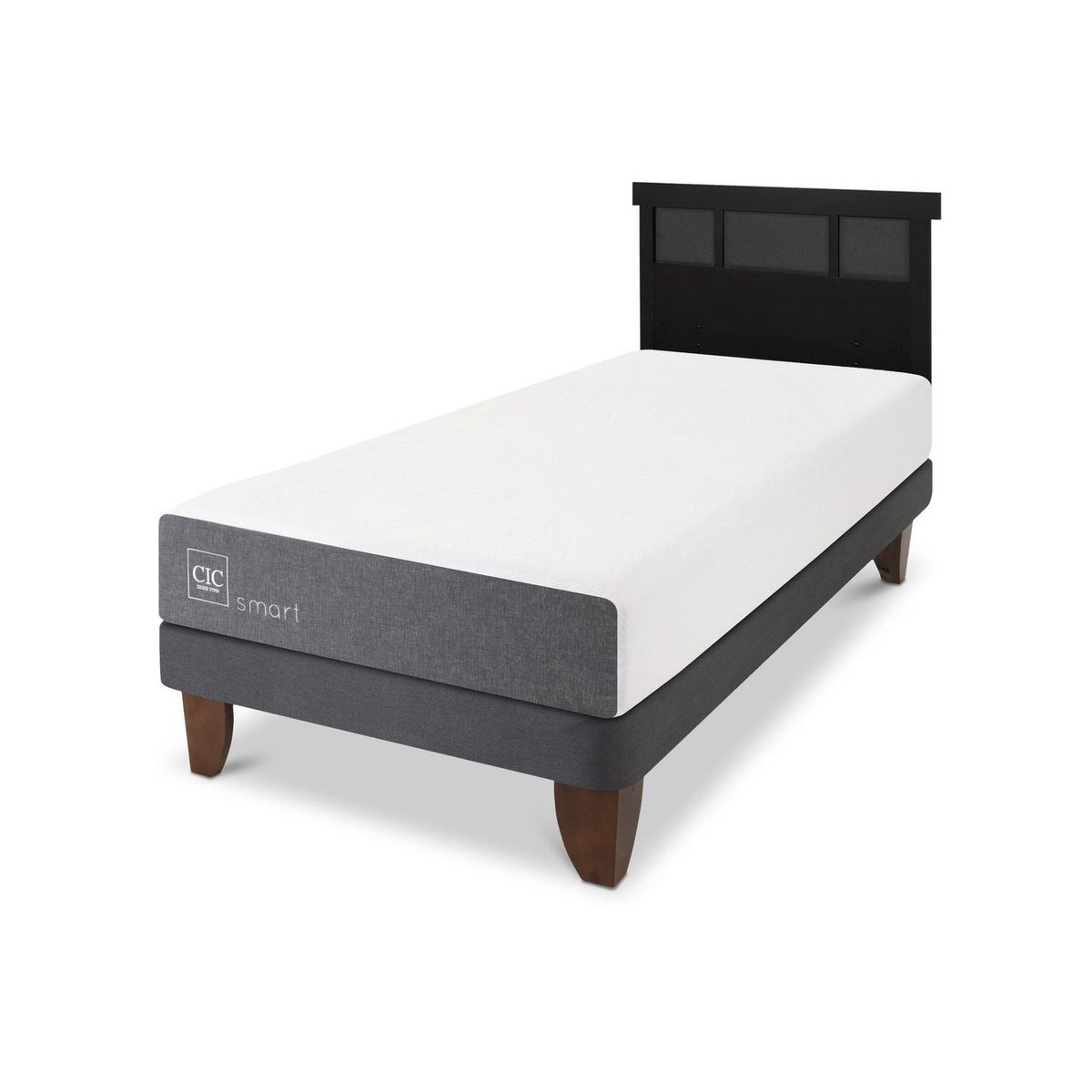CIC - Cama Europea Smart 1P Respaldo Dublin Negro