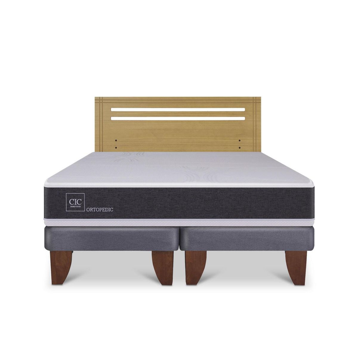 CIC - Cama Europea ortopedic 2p bd Respaldo Munich mostaza