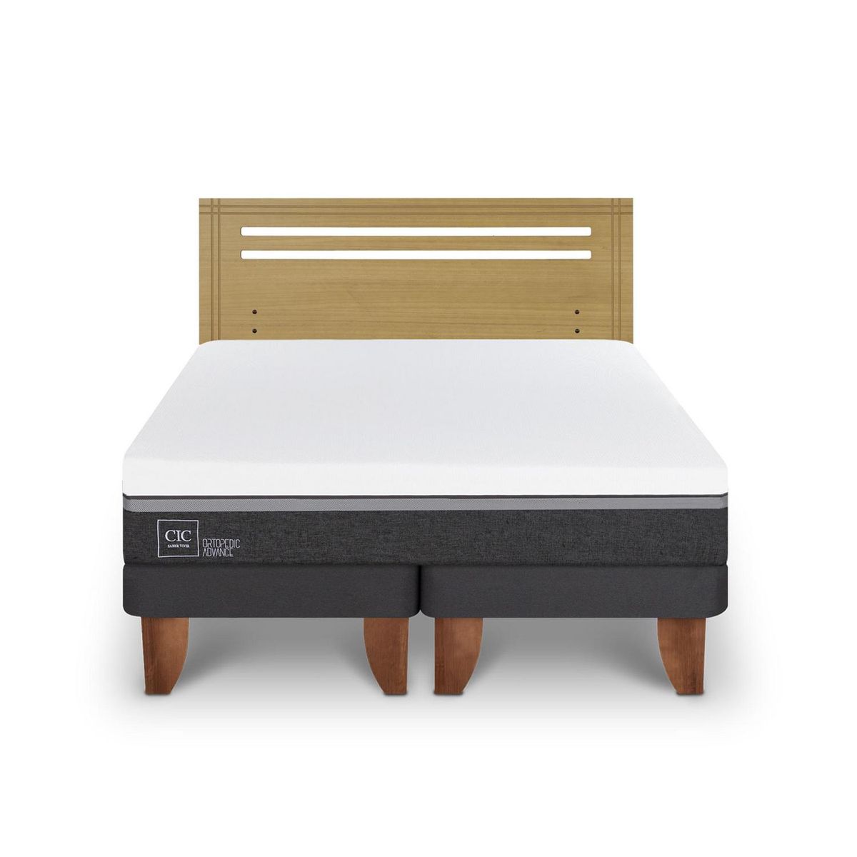 CIC - Cama Europea Ortopedic Advance 2P Bd Respaldo Munich Mostaza