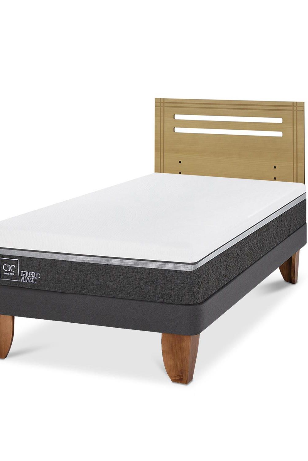 CIC - Cama Europea ortopedic advance 1.5p Respaldo Munich mostaza