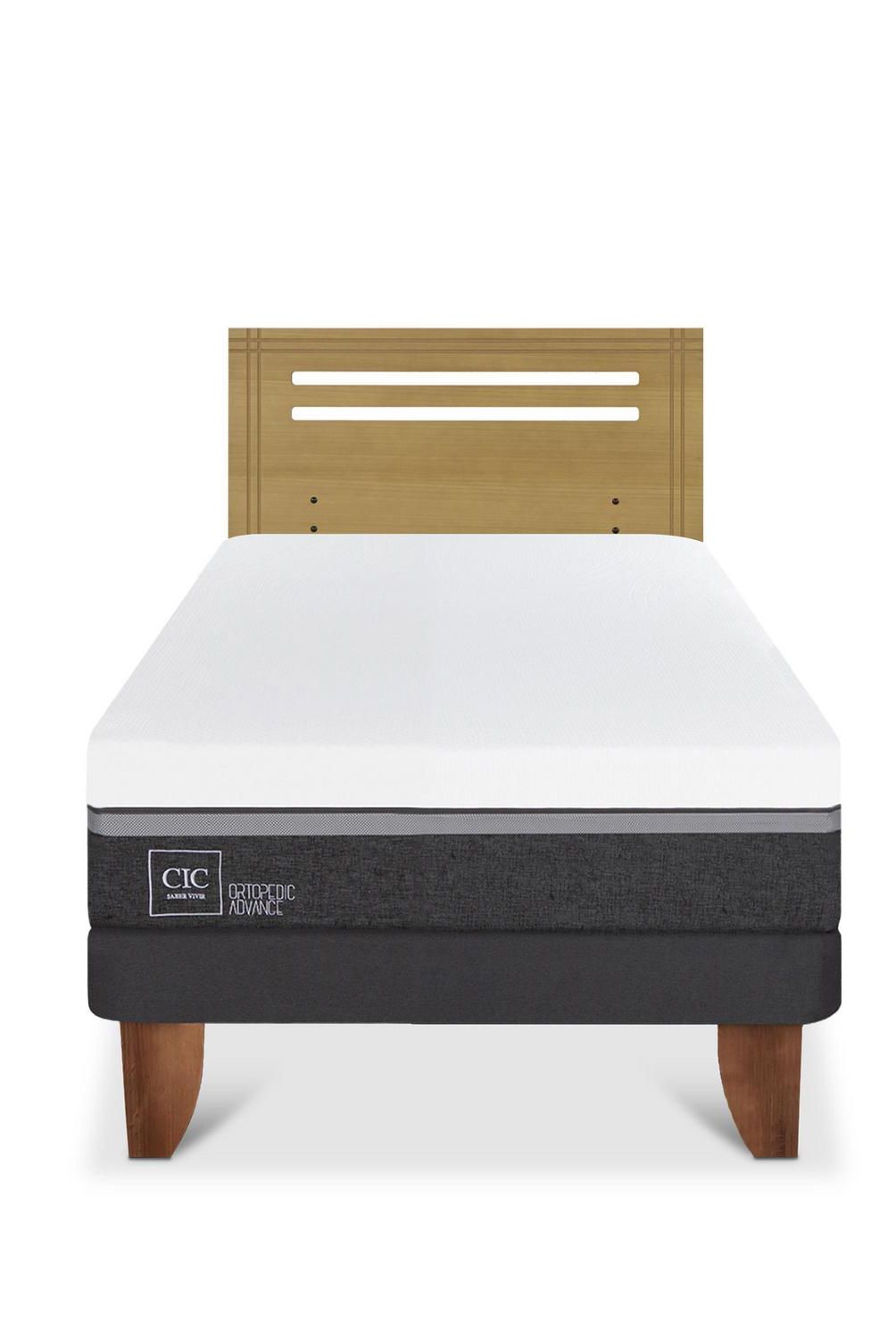 CIC - Cama Europea ortopedic advance 1.5p Respaldo Munich mostaza
