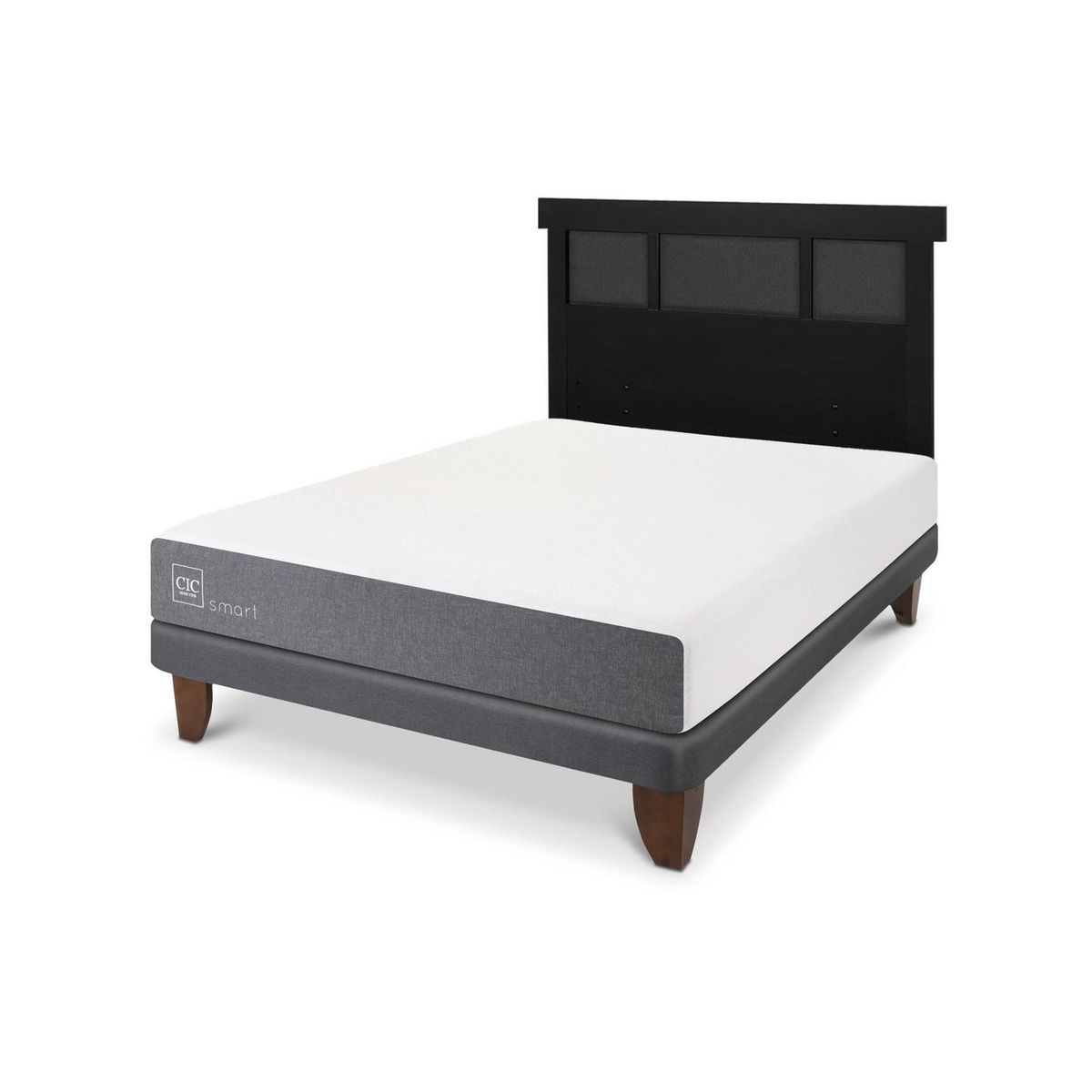 CIC - Cama Europea Smart 2P Bn Respaldo Dublin Negro