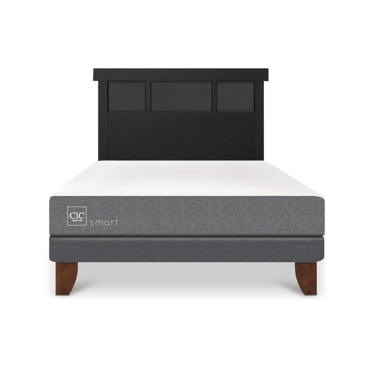 CIC - Cama Europea Smart 2P Bn Respaldo Dublin Negro