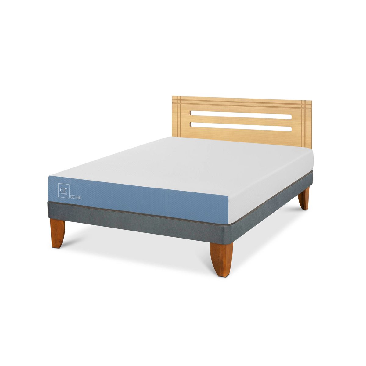 CIC - Cama Europea excellence 2p bn Respaldo Munich mostaza