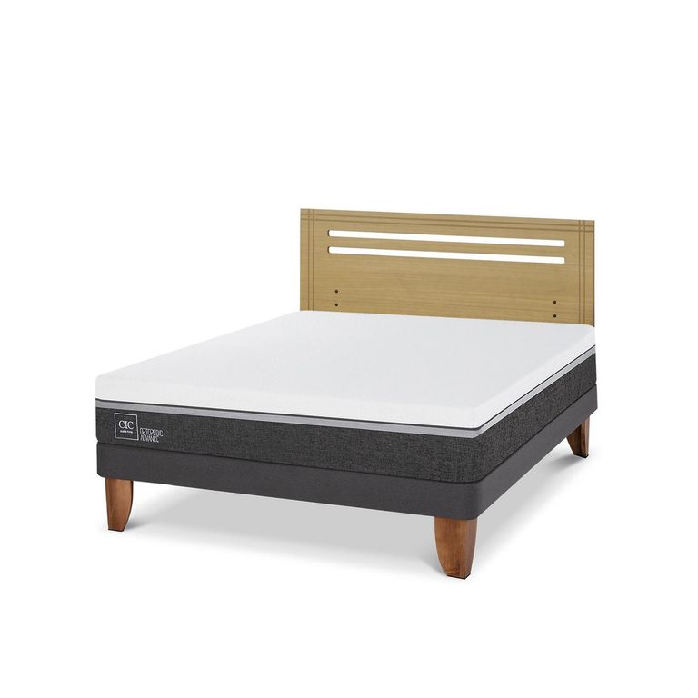 Cama Europea Ortopedic Advance 2P Bn Respaldo Munich Mostaza