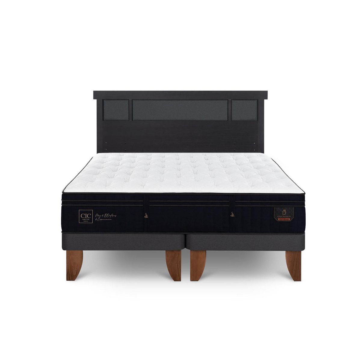 CIC - Cama Europea super premium king Respaldo Dublin negro