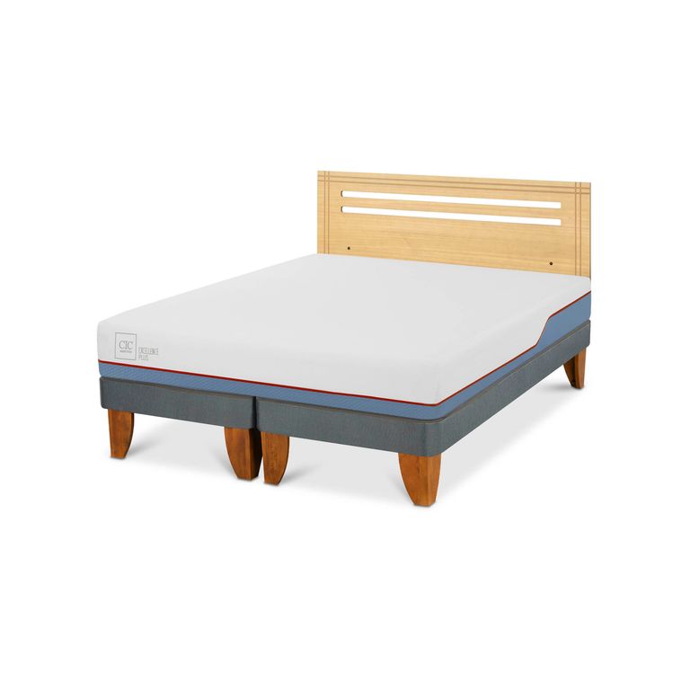 Cama Europea Excellence Plus 2P Bd Respaldo Munich Mostaza