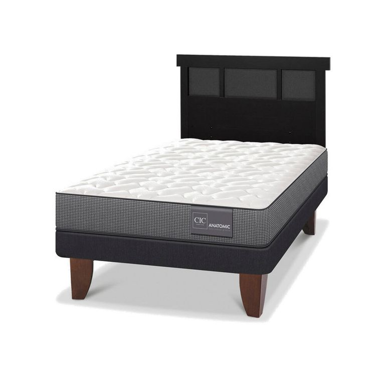 Cama Europea Anatomic 1.5P Respaldo Dublin Negro