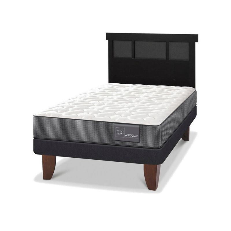 CIC - Cama Europea anatomic 1.5p Respaldo Dublin negro
