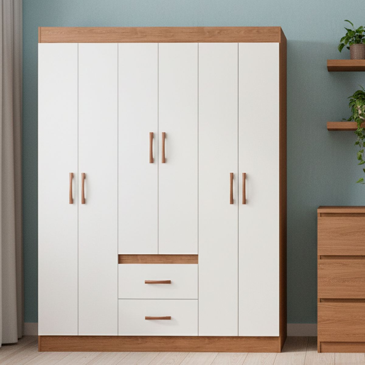 AMUV - Clóset 6 Puerta(s) 137x175x38 cm Blanco