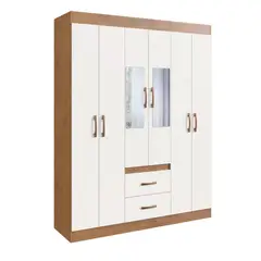 AMUV - Clóset con Espejo 6 Puerta(s) 137x175x38 cm Blanco