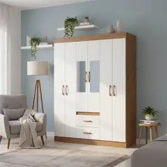 AMUV - Clóset con Espejo 6 Puerta(s) 137x175x38 cm Blanco