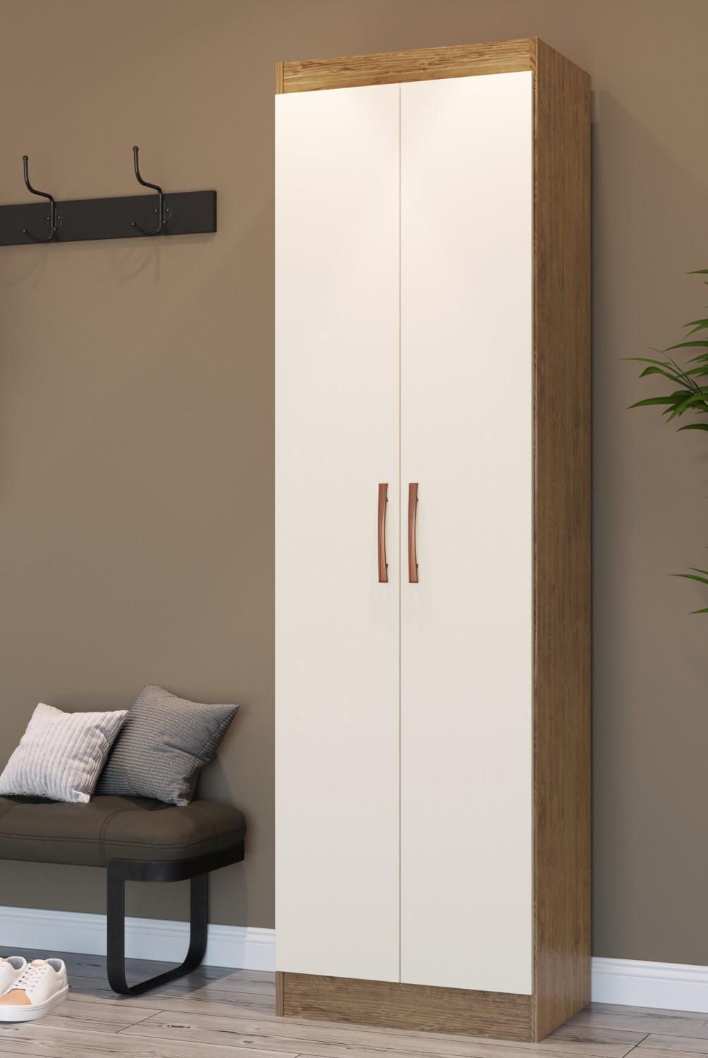 AMUV - Clóset Zapatera 2 Puerta(s) 5 Repisa(s) 50xx36 cm Blanco/Café