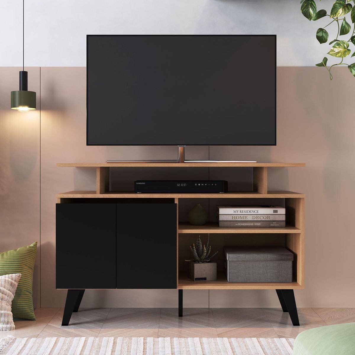 AMUV - Rack TV 50 " Tokio Café/Negro 108x75.6x42 cm