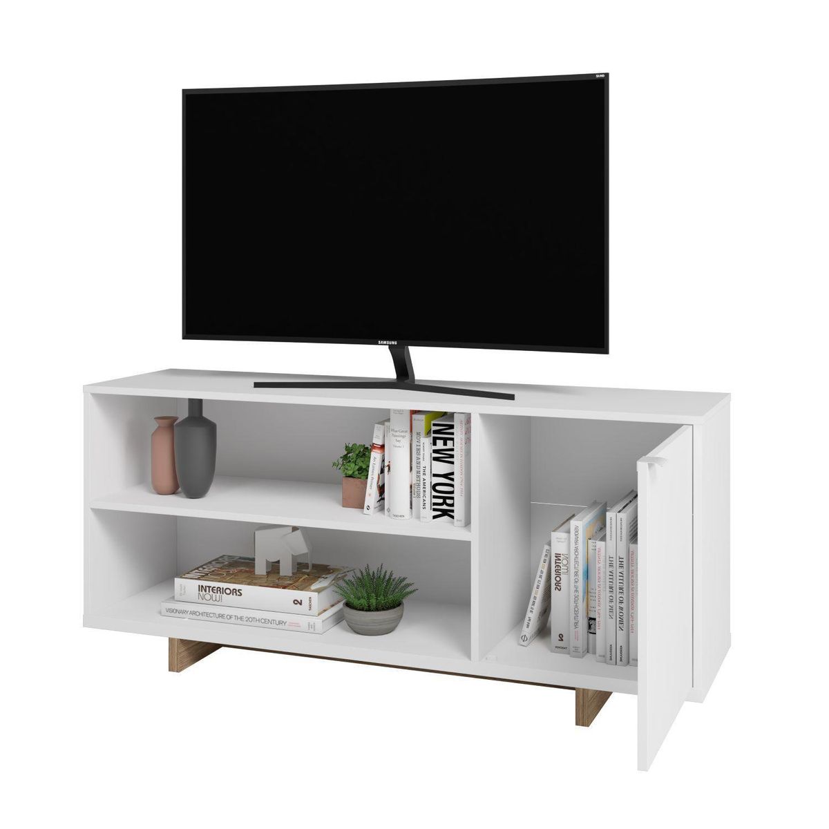 AMUV - Rack TV 50 " Retro Blanco 135x56x36 cm