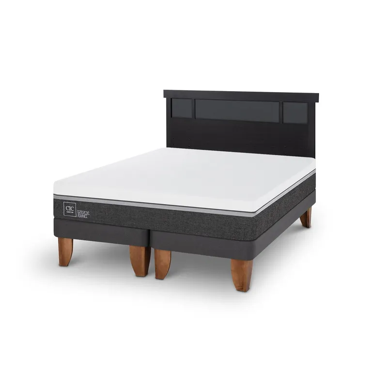 Cama Europea Ortopedic Advance 2P Bd Respaldo Dublin Negro