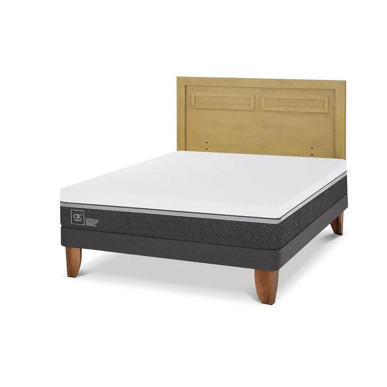 Cama Europea Ortopedic Advance 2P Bn Respaldo Milan Mostaza