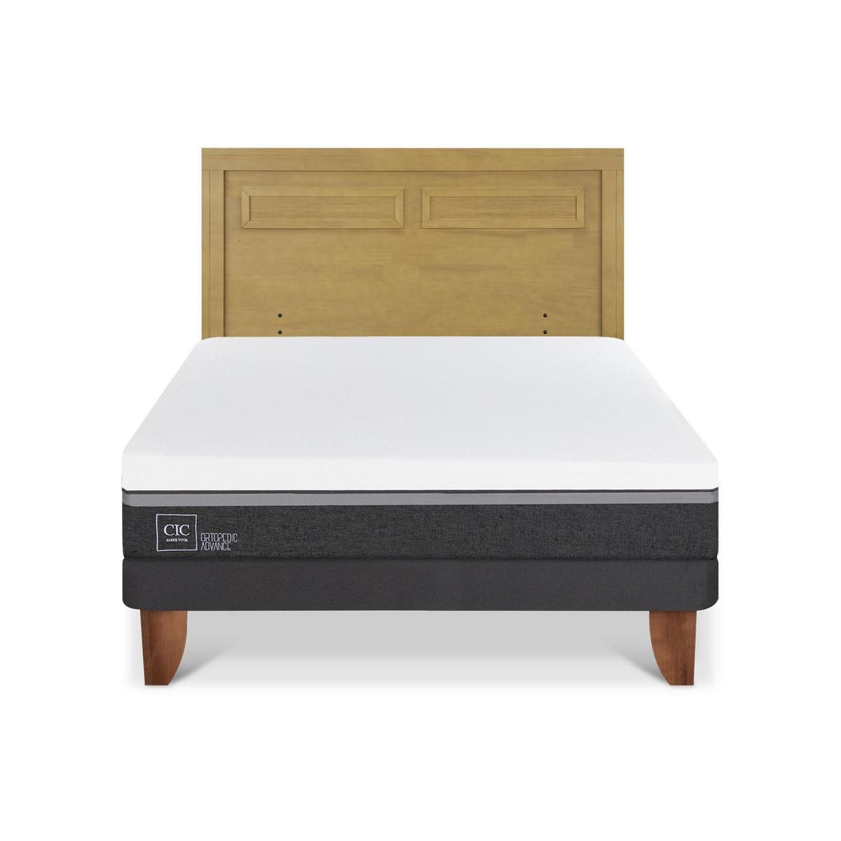 CIC - Cama Europea Ortopedic advance 2p bn Respaldo Milan mostaza