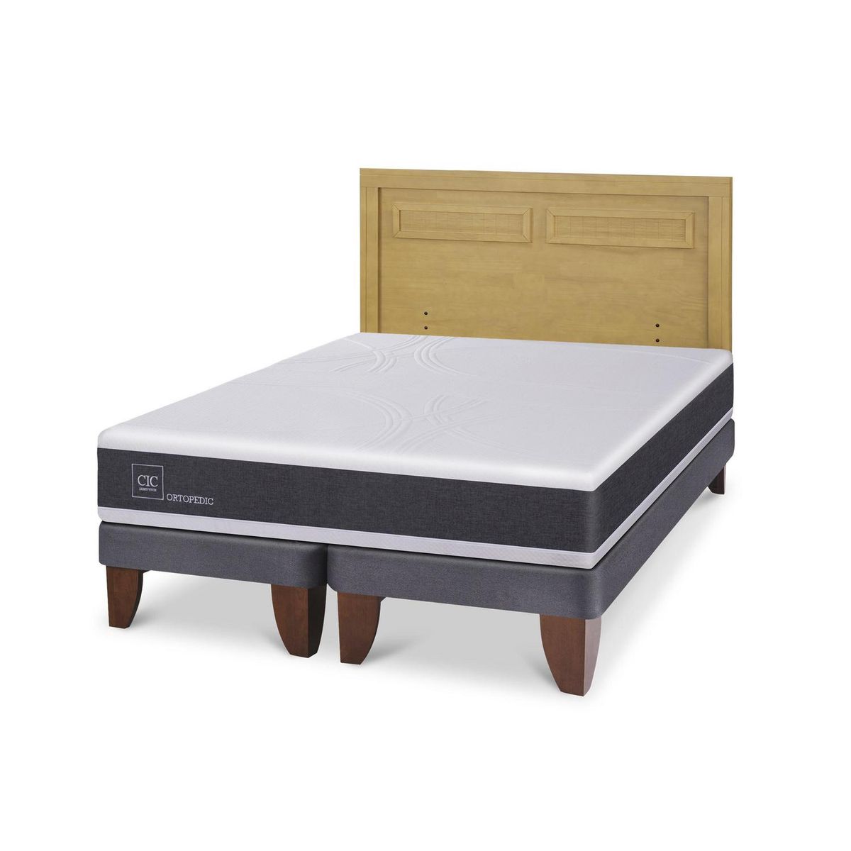 CIC - Cama Europea New Ortopedic King Respaldo Milan Mostaza
