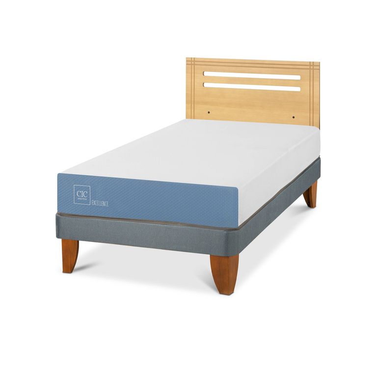 Cama Europea Excellence 1.5P Respaldo Munich Mostaza