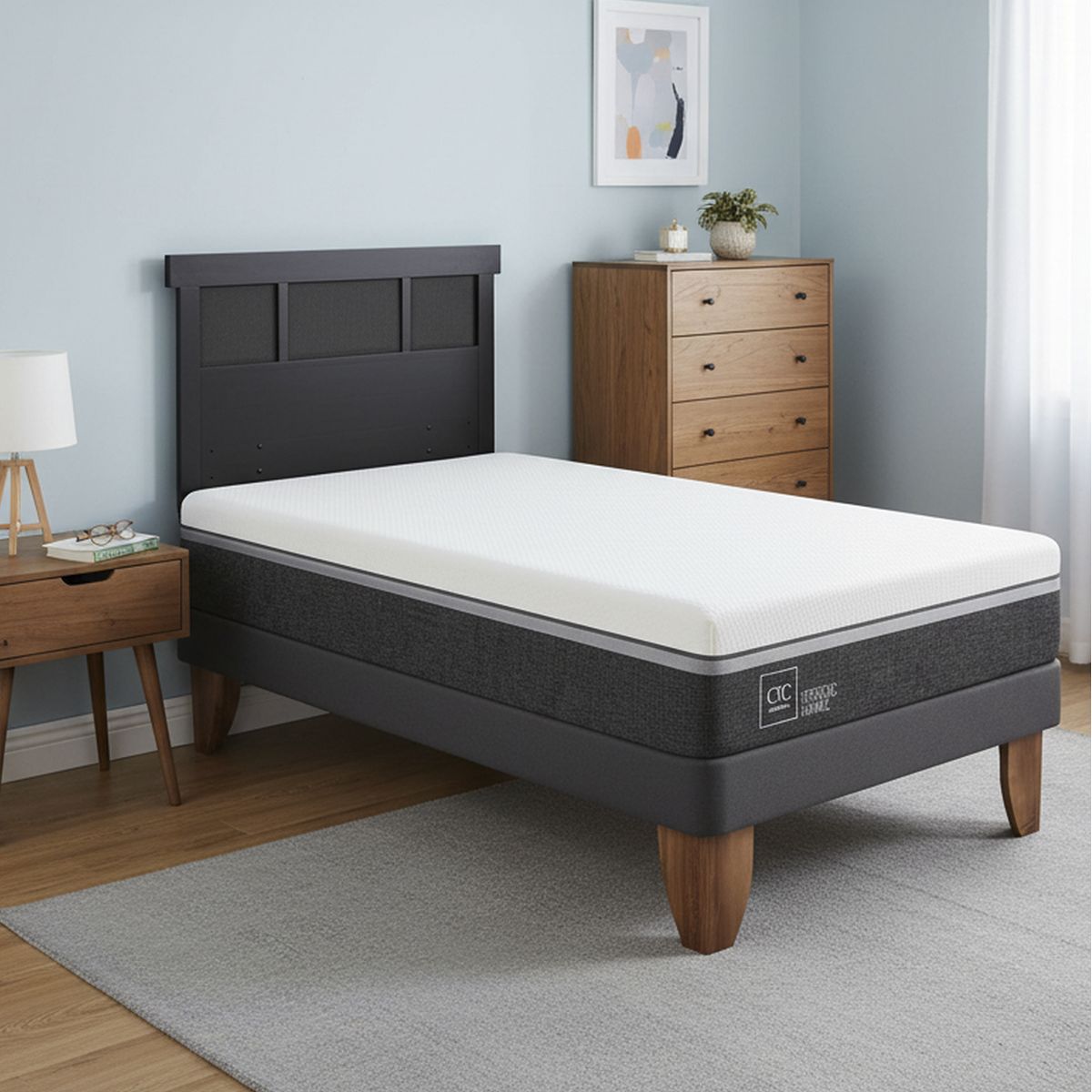 CIC - Cama Europea Ortopedic Advance 1.5P Respaldo Dublin Negro