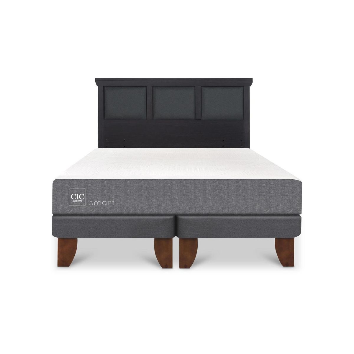 CIC - Cama Europea Smart 2P Bd Respaldo Torino Negro