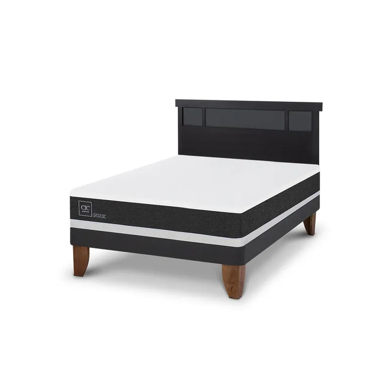 Cama Europea Ortopedic 2P Bn Respaldo Dublin Negro