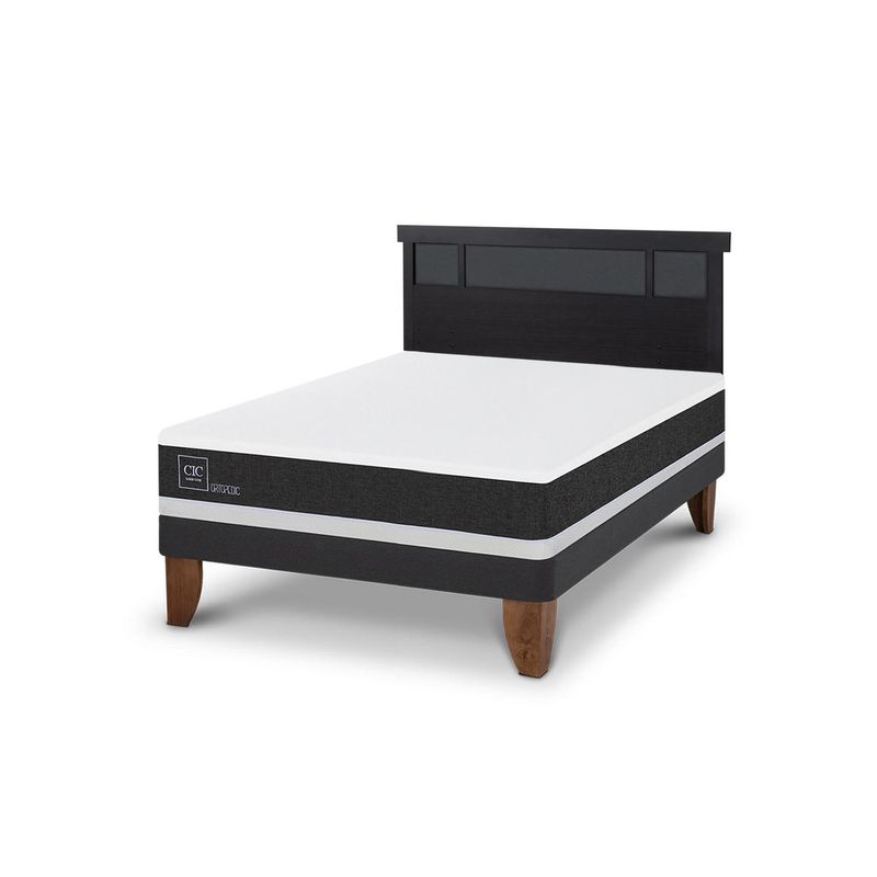 CIC - Cama Europea ortopedic 2p bn Respaldo Dublin negro