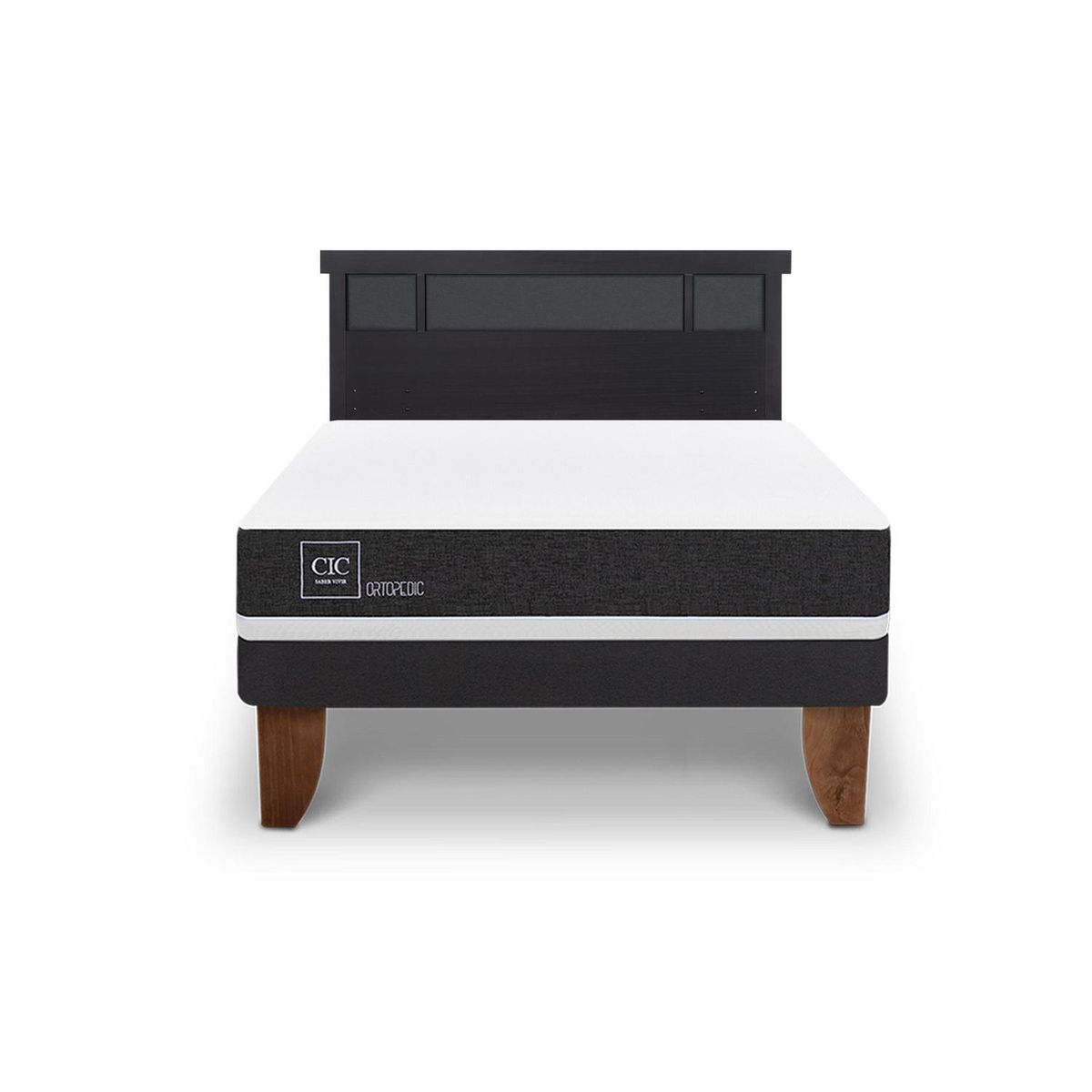 CIC - Cama Europea ortopedic 2p bn Respaldo Dublin negro