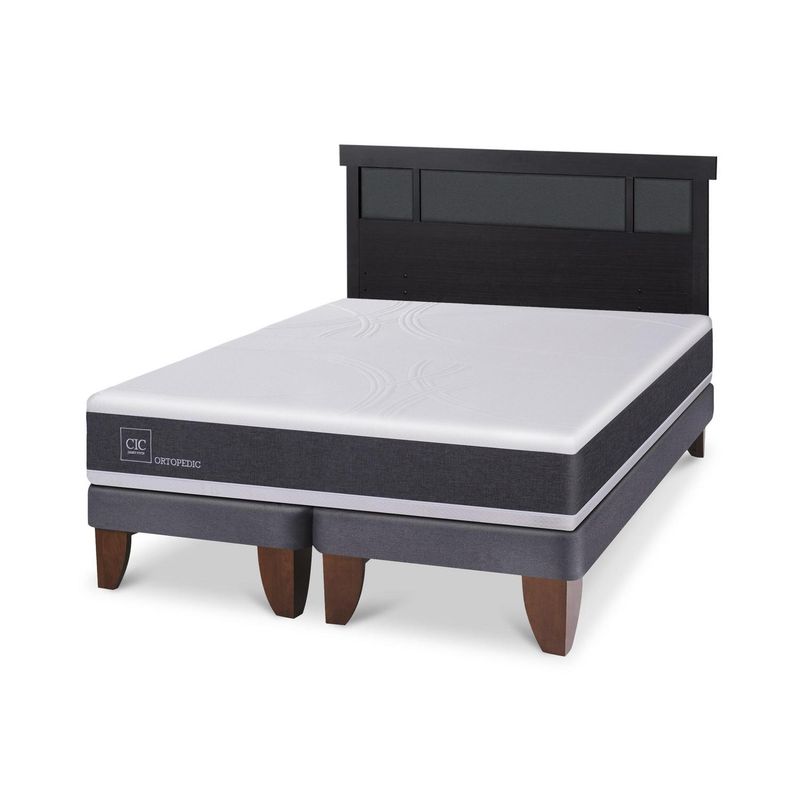 CIC - Cama Europea ortopedic 2p bd Respaldo Dublin negro