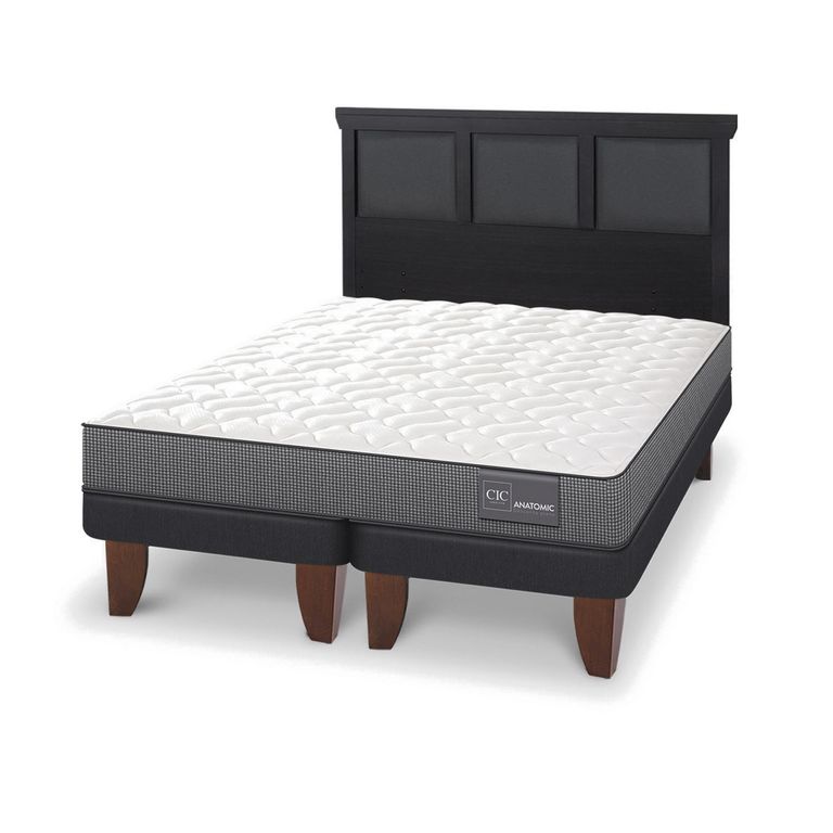 Cama Europea Anatomic 2P Bd Respaldo Torino Negro