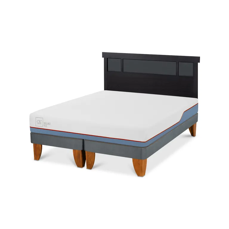Cama Europea Excellence Plus 2P Bd Respaldo Dublin Negro