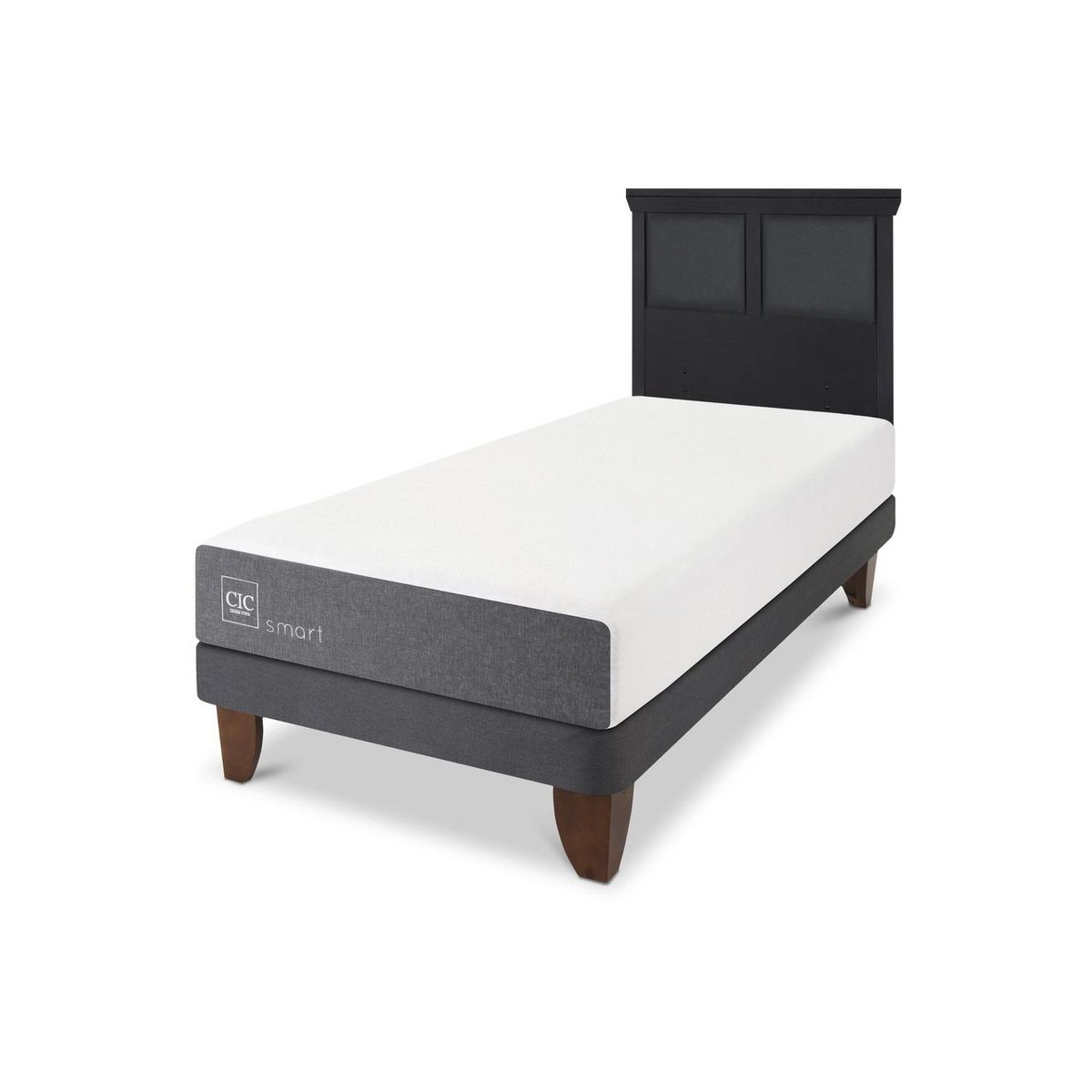 CIC - Cama Europea Smart 1.5p respaldo Torino negro