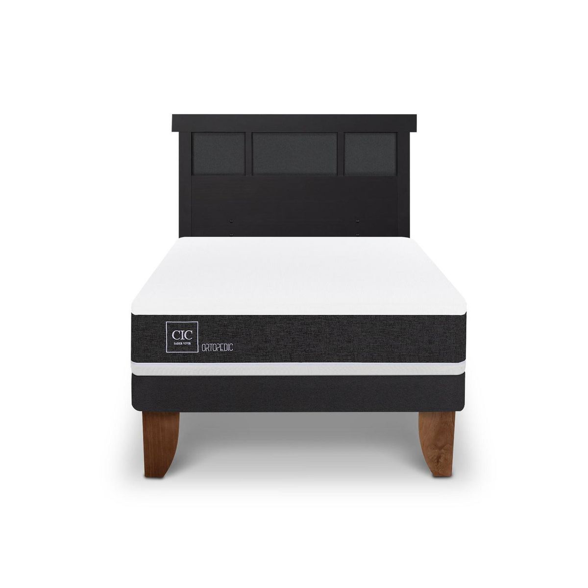 CIC - Cama Europea ortopedic 1.5p Respaldo Dublin negro
