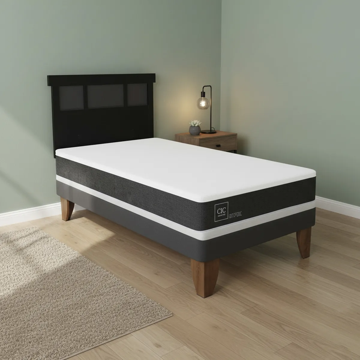 CIC - Cama Europea Ortopedic 1.5P Respaldo Dublin Negro