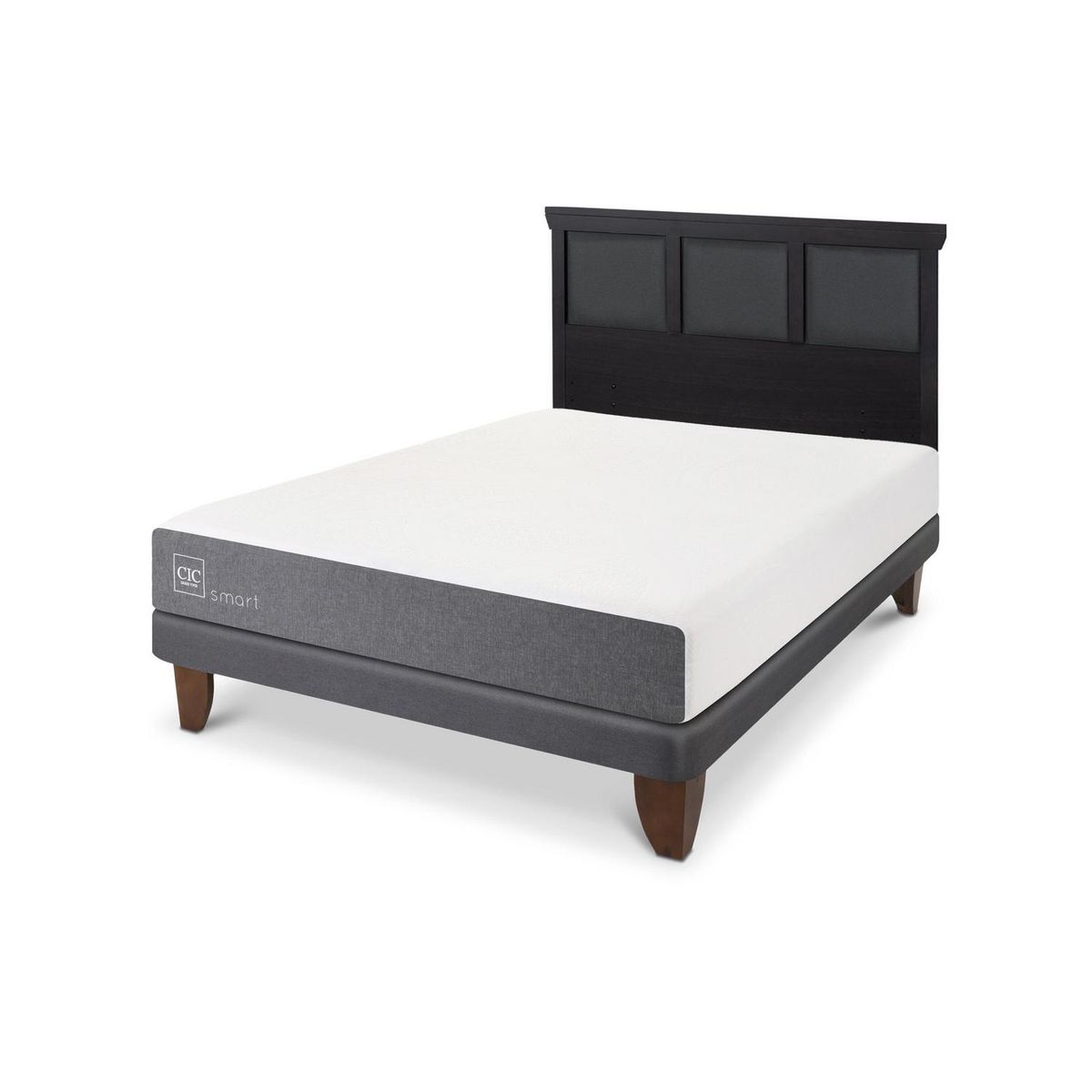 CIC - Cama Europea Smart 2P Bn Respaldo Torino Negro