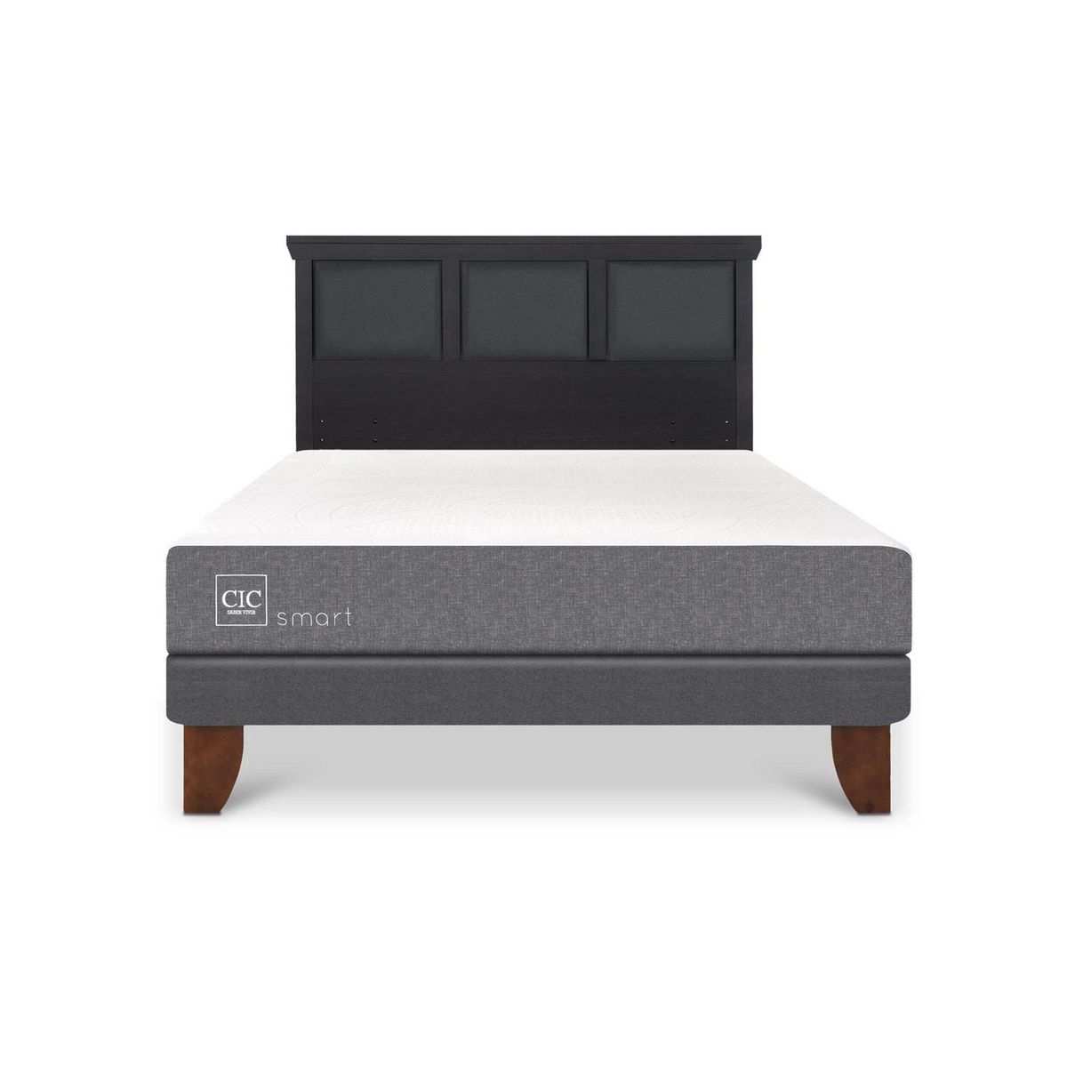 CIC - Cama Europea Smart 2P Bn Respaldo Torino Negro