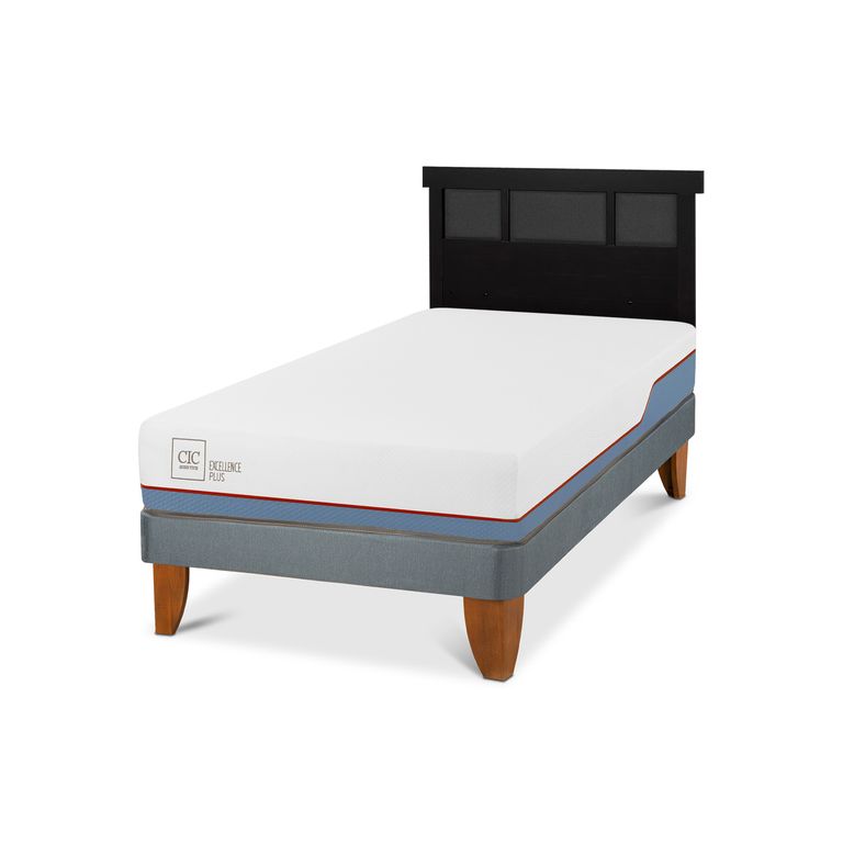 Cama Europea Excellence Plus 1.5P Respaldo Dublin Negro