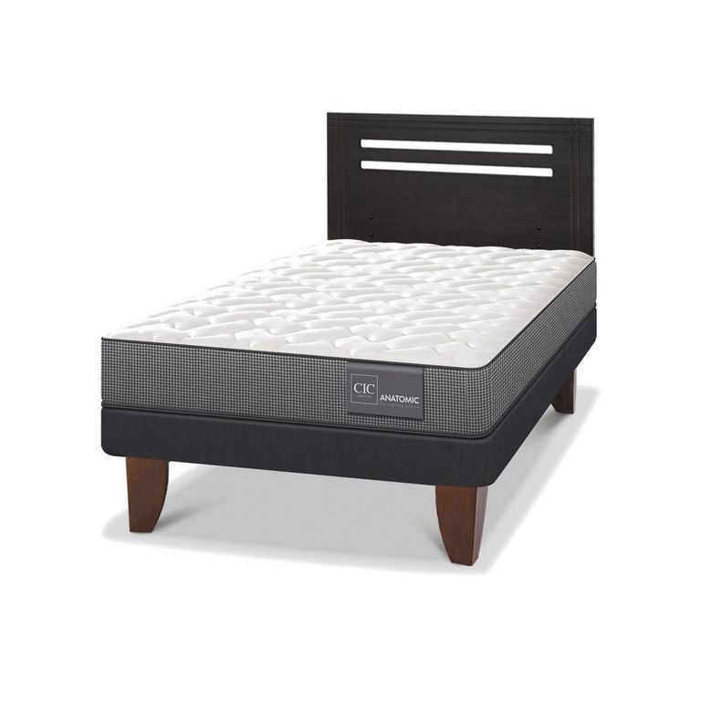 Cama Europea Anatomic 1.5P Respaldo Munich Negro